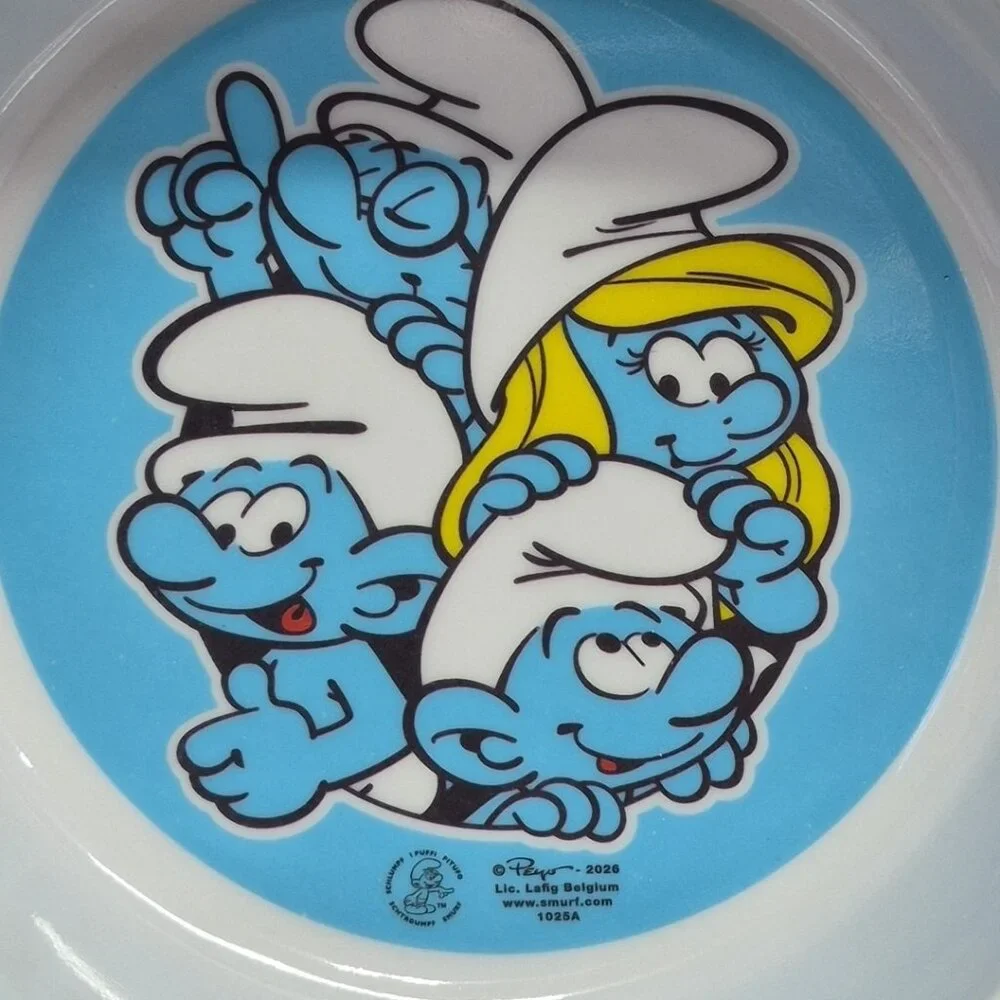 Peyo Smurfs Blue‎ Bowl Dog Cat Food Water Dish, 7in, Lot Of 2